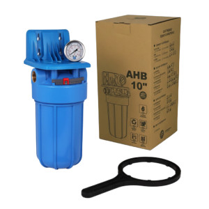 Магистральный фильтр синий с манометром Aquafilter FH10BG (FH10B1-B-WB)