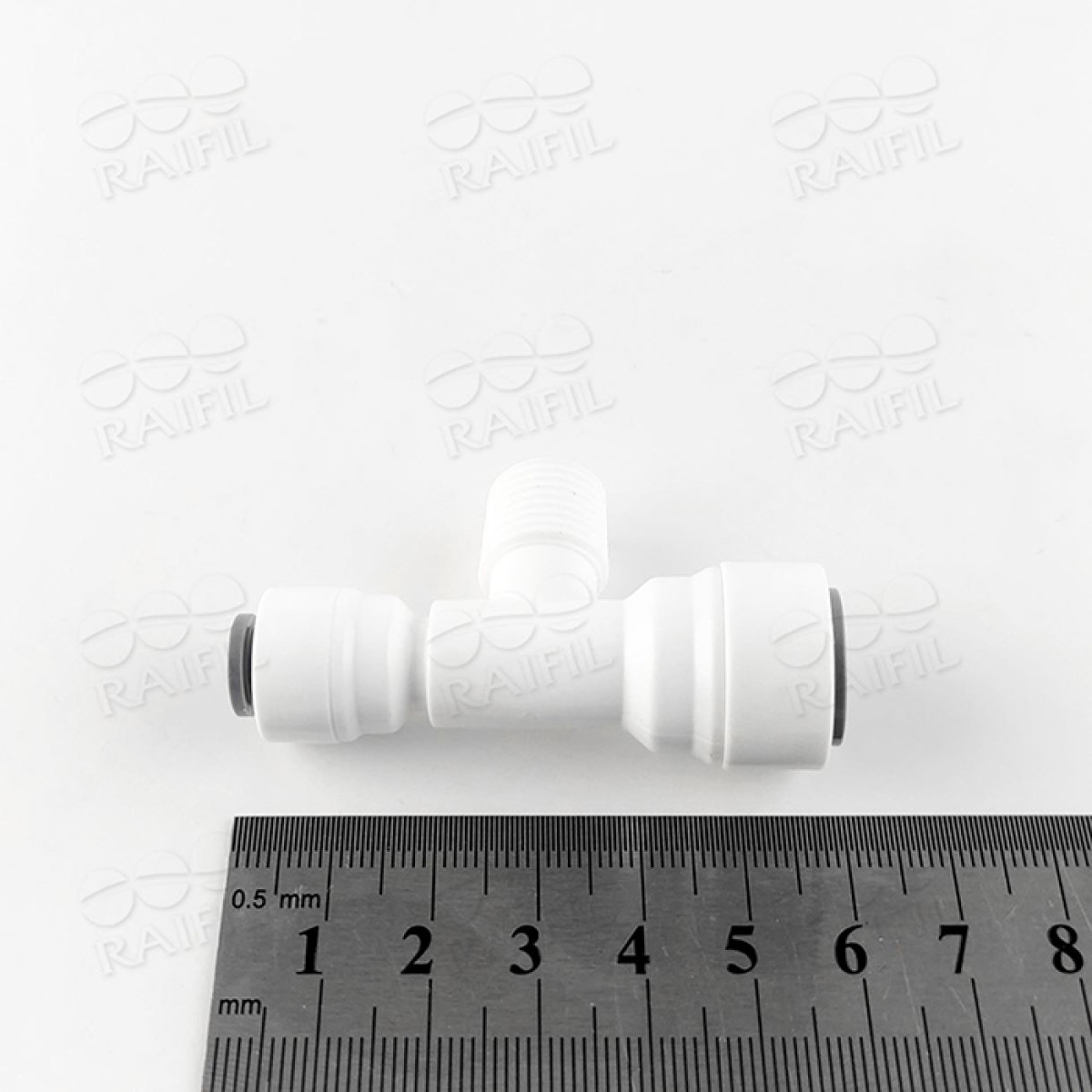 1802-F Raifil фитинг Т-образный (трубка 3/8"- резьба 1/4"- трубка 1/4")