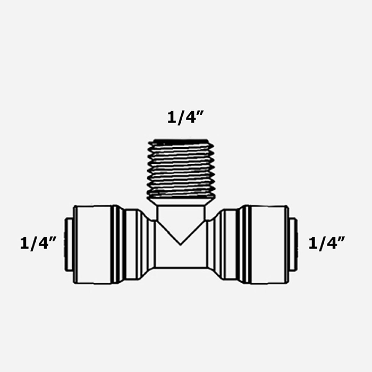 4МВТ44 Raifil фитинг Т-образный (трубка 1/4"- трубка 1/4"- резьба1/4")