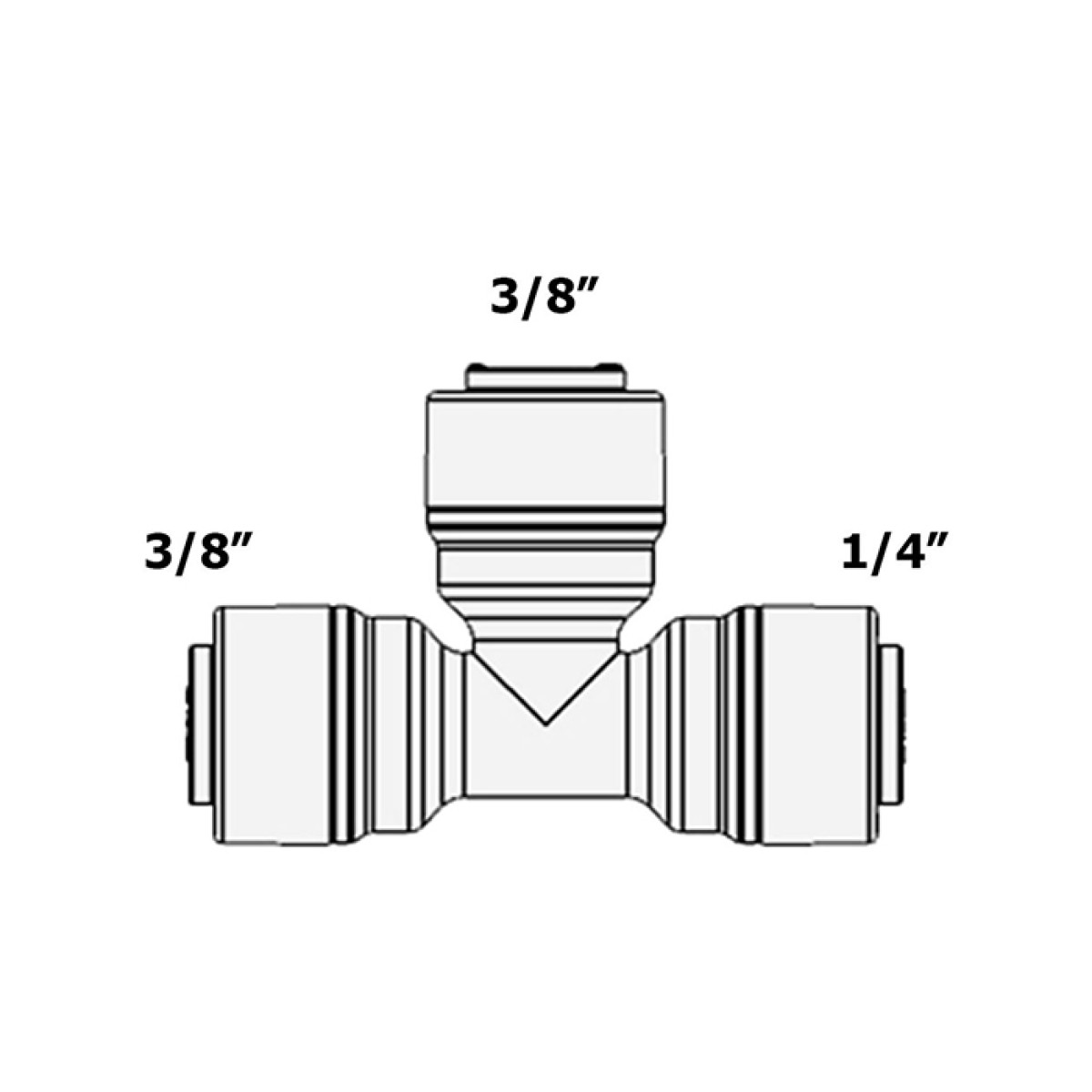 Фітинг Т-подібний Raifil 1803-E (трубка 1/4"-трубка 3/8"-трубка 3/8")