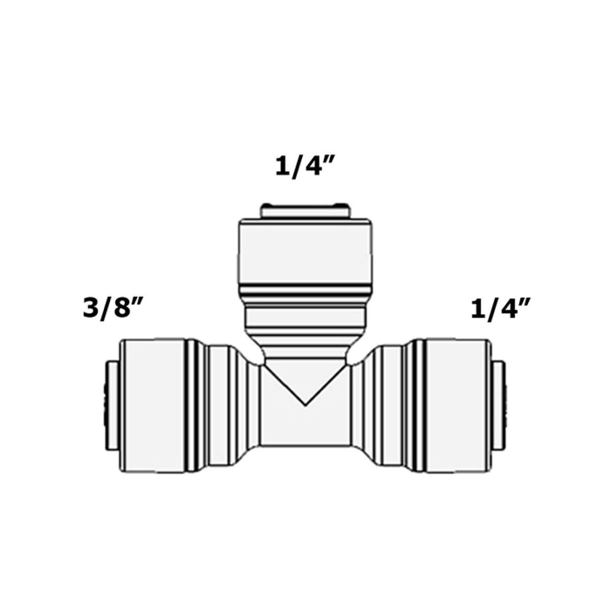 Фітинг Т-подібний Raifil 1803-G (трубка 1/4"-трубка 1/4"-трубка 3/8")