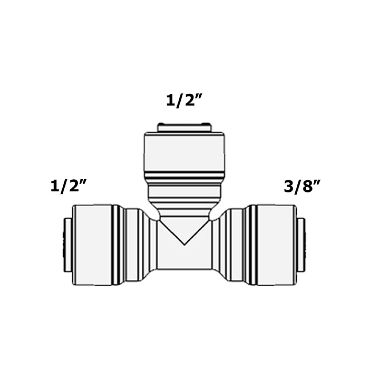 Фітинг Т-подібний Raifil 1803-H (трубка 1/2"-трубка 3/8"-трубка 1/2")