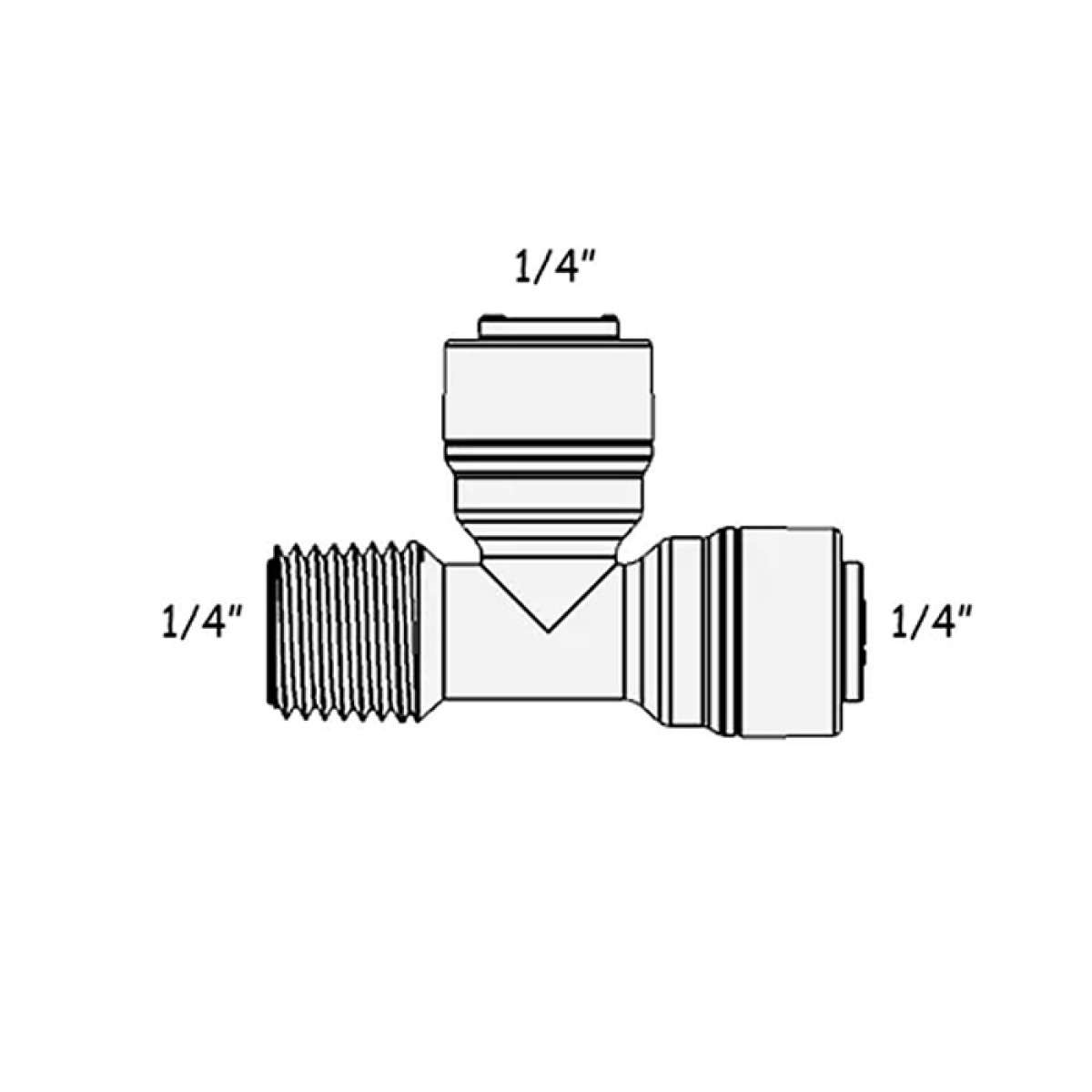 1804-А Raifil фитинг Т-образный (резьба 1/4"- трубка 1/4"- трубка 1/4")