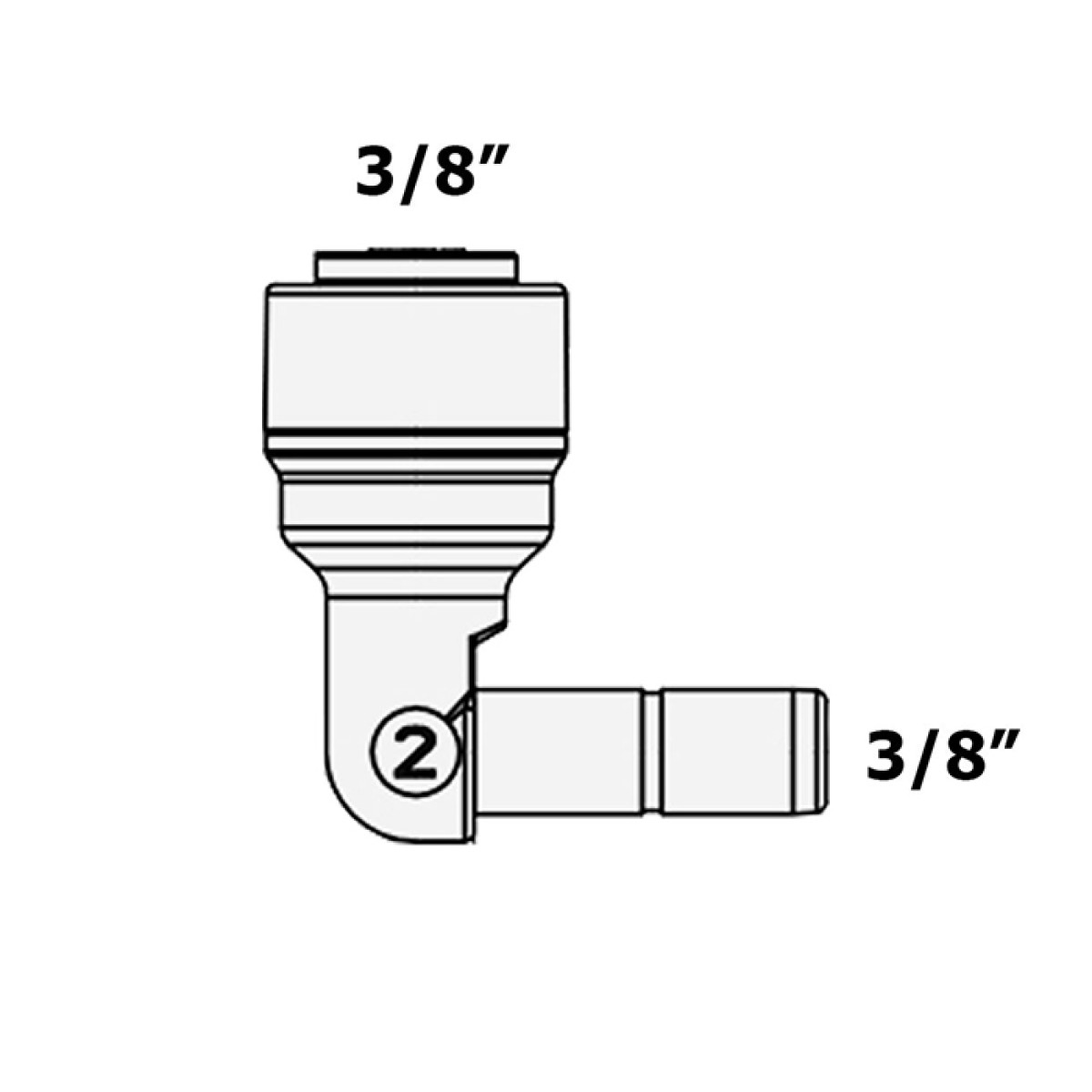 1814-B Raifil фитинг угловой (трубка 3/8"- стержень 3/8")