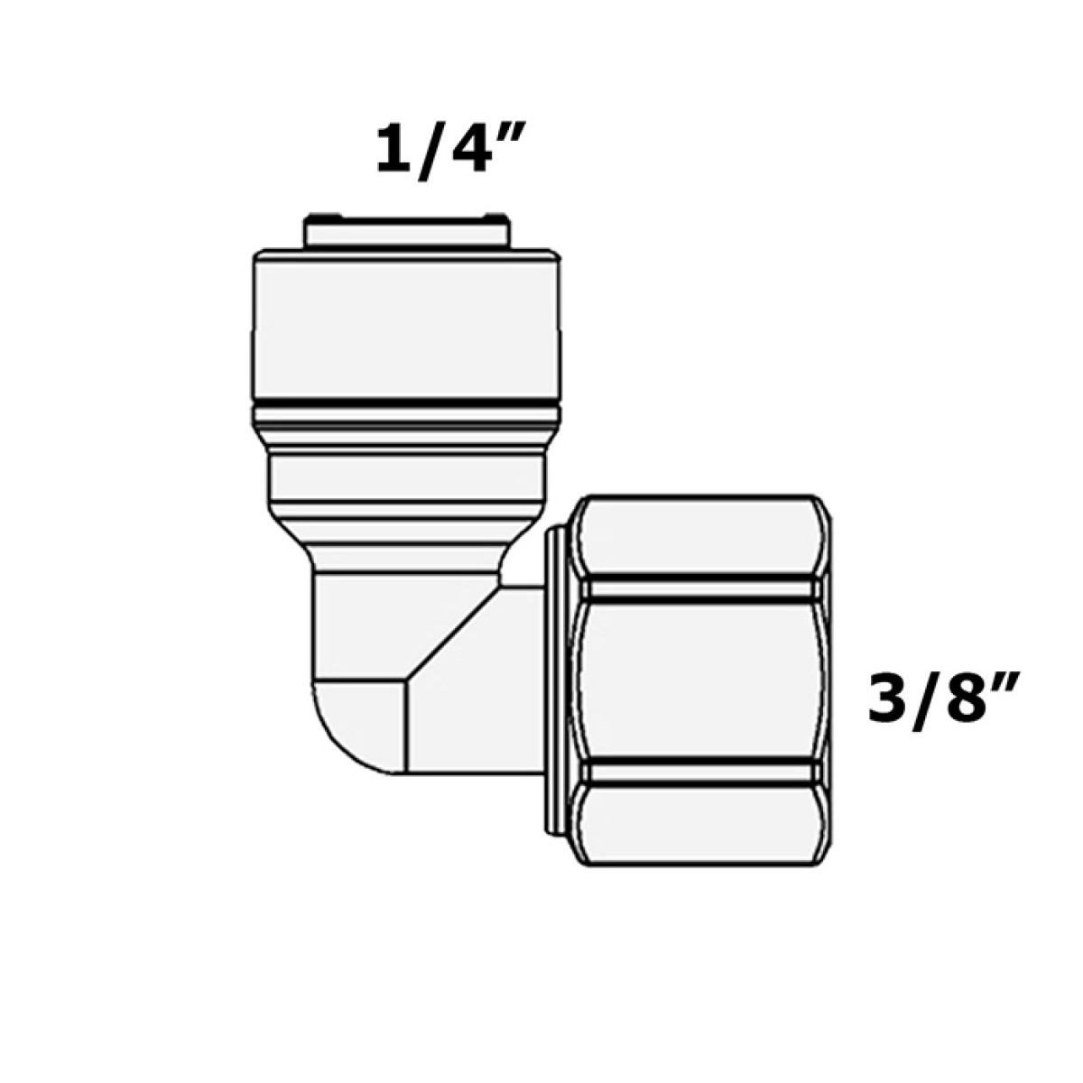 Фитинг угловой Raifil 1815-C (трубка 1/4"- внутренняя резьба 3/8")