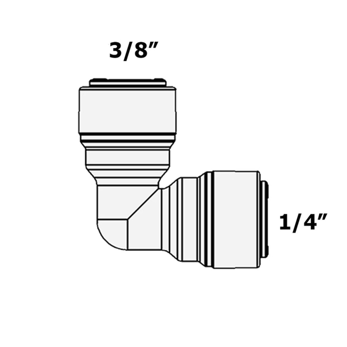 Кут Raifil 1818-C трубка-трубка 1/4"-3/8"