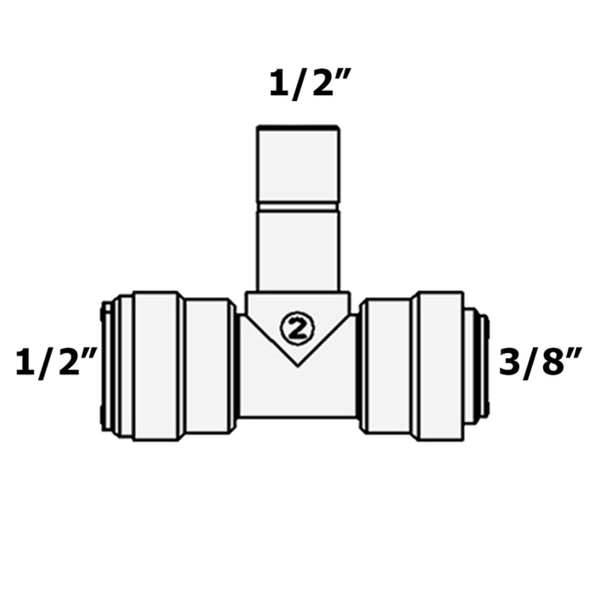 1820-D Raifil фітінг Т-подібний (трубка 1/2"- стрижень 1/2"- трубка 3/8")