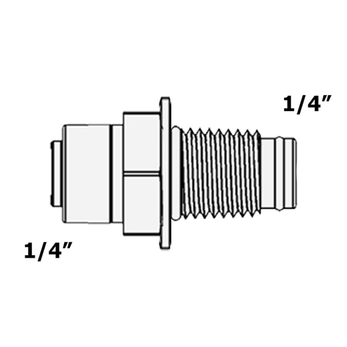 Фитинг прямой Raifil 4МС4-2 резинка (трубка 1/4"- резьба наружная 1/4")
