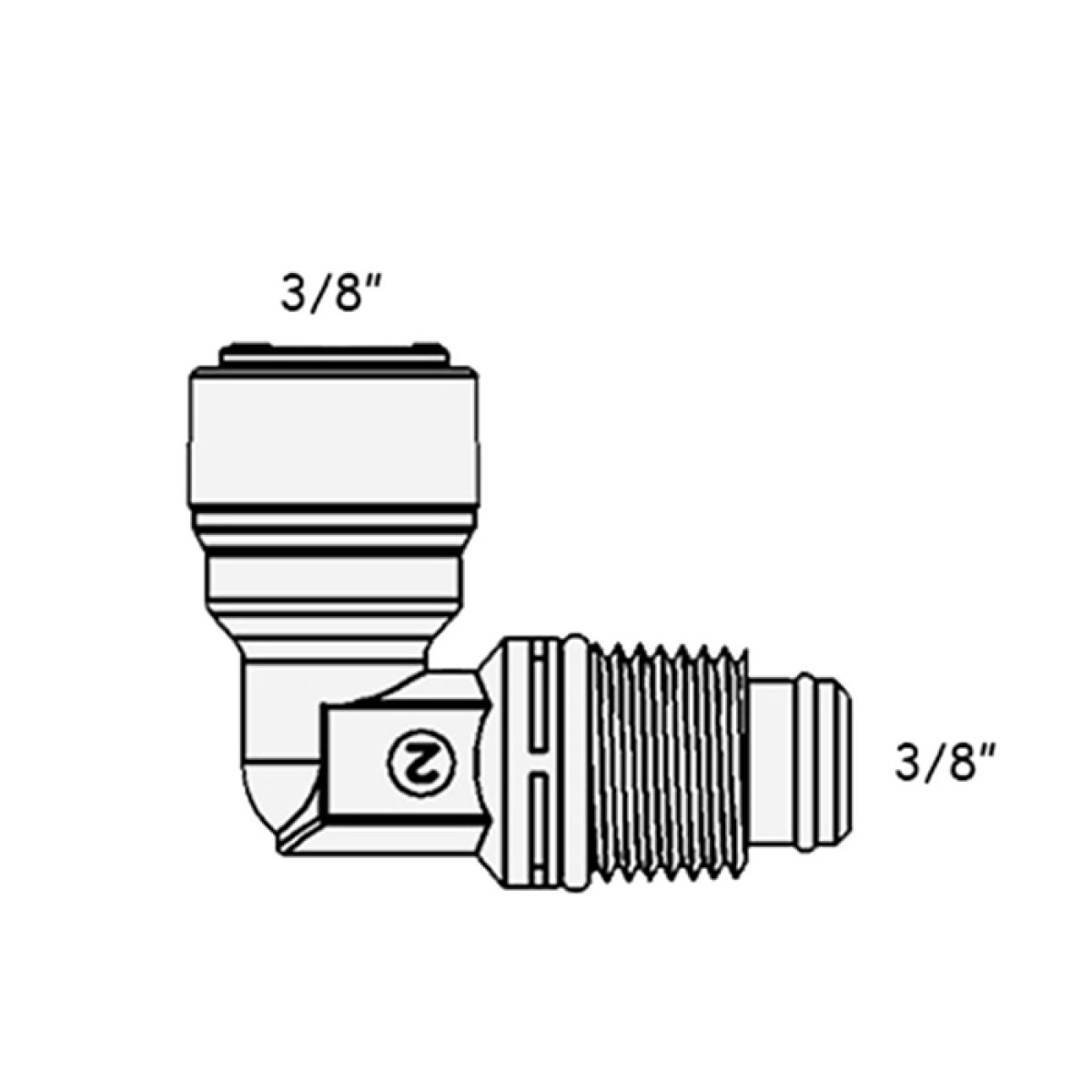 Фитинг угловой Raifil 2817-B (трубка 3/8"- резьба внешняя 3/8")