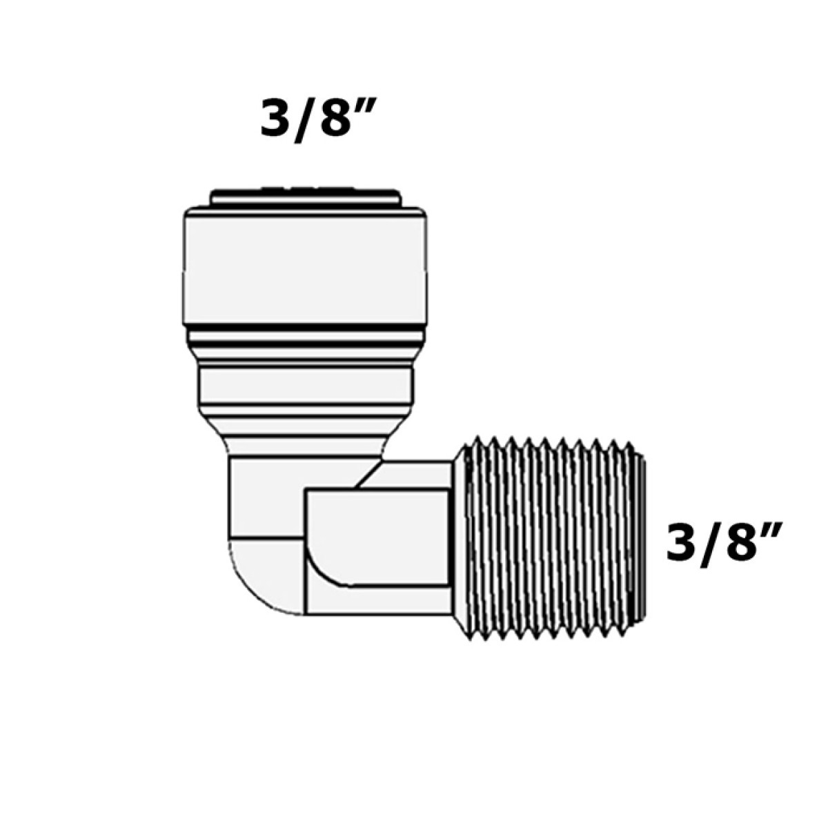 6МЕ6 Raifil фитинг угловой с наружной резьбой (трубка 3/8"- резьба 3/8")