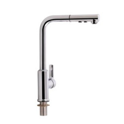 Змішувач для кухні Qtap Lenicka з висувним виливом QTLEN9138103UN Brushed Nickel PVD