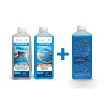 Комплект бактерицидный комплекс Silver Life, 2*1 л (50 м3) + Algaecide для удаления водорослей 1 л