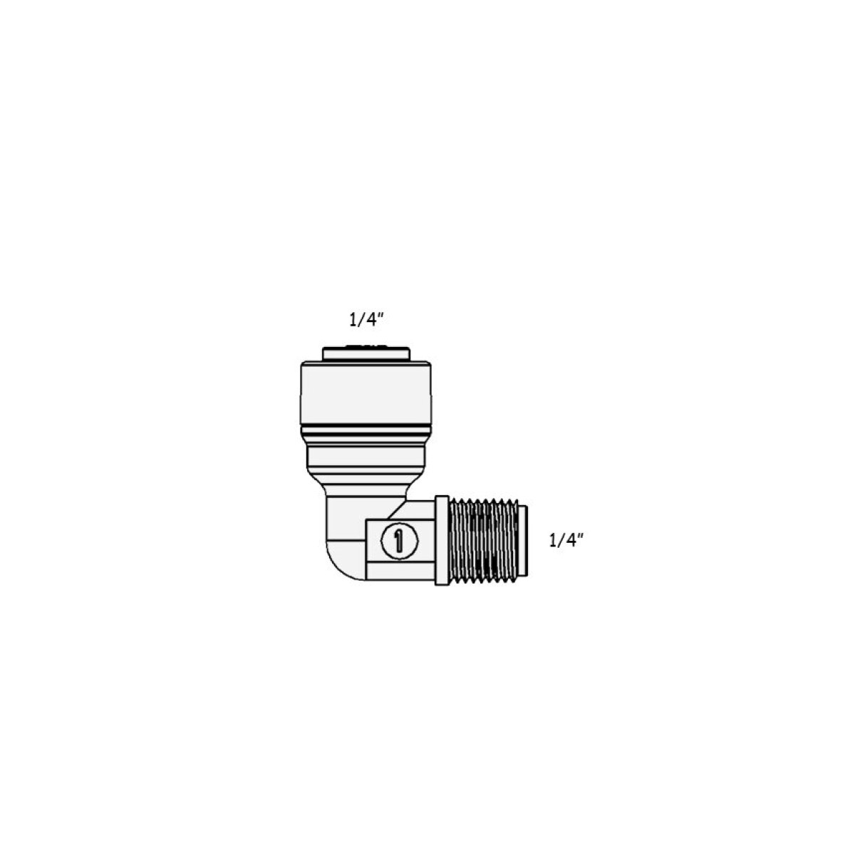WA-ME0404 / 4me4 Фітинг кутовий (трубка 1/4 - різьба зовнішня 1/4)