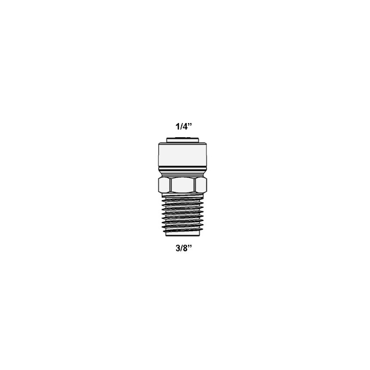 2813-C (4MC6-2-D Oring) Фітинг прямий (трубка 1/4 дюйма - різьба зовнішня 3/8 дюйма) с зовнішнім ущільнюючим кільцем