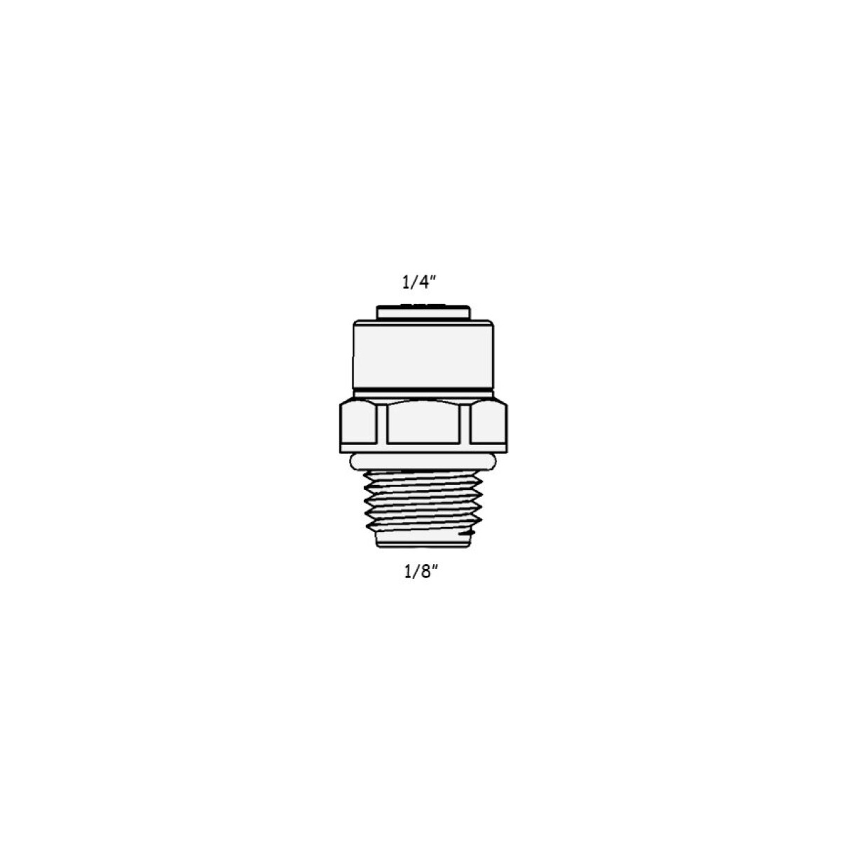 2813-G (4MC2-2-D Oring) Фітинг прямий (трубка 1/4 - різьба зовнішня 1/8) с зовнішнім ущільнюючим кільцем