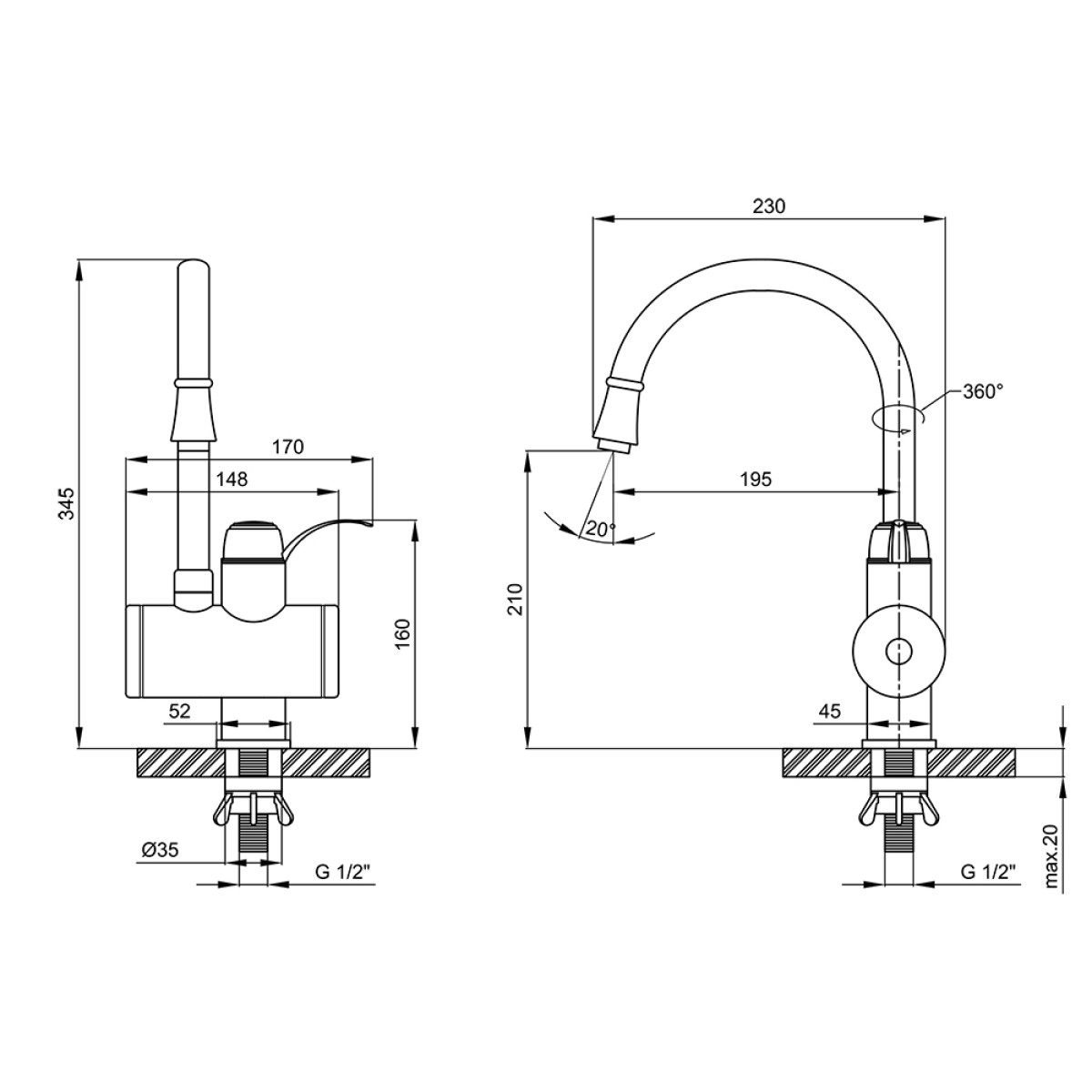 Кран для кухні проточний Lidz (WCR) 95 00 058