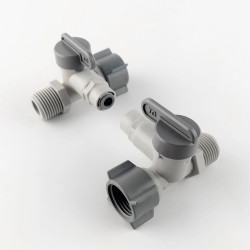 1832-А Адаптер 1/2" + шаровый вентиль пластиковый 1/4"