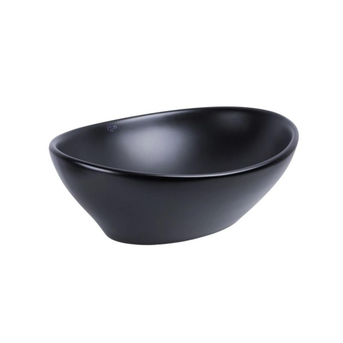 Комплект Qtap Dove: Раковина накладная овальная 410x335x145 мм Matt Black + Донный клапан PU03