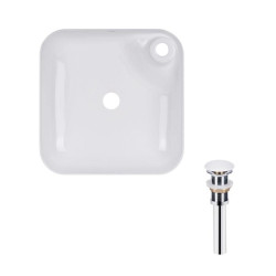 Комплект Qtap Stork: Раковина накладная квадратная 430x430x120 мм White + Донный клапан PU02