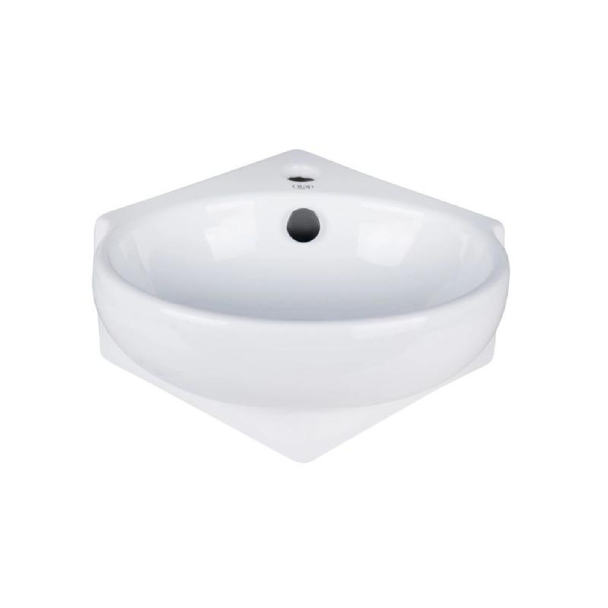 Комплект Qtap Leo N: Раковина подвесная угловая овальная 380x360x130 мм WHITE + Донный клапан PU02O