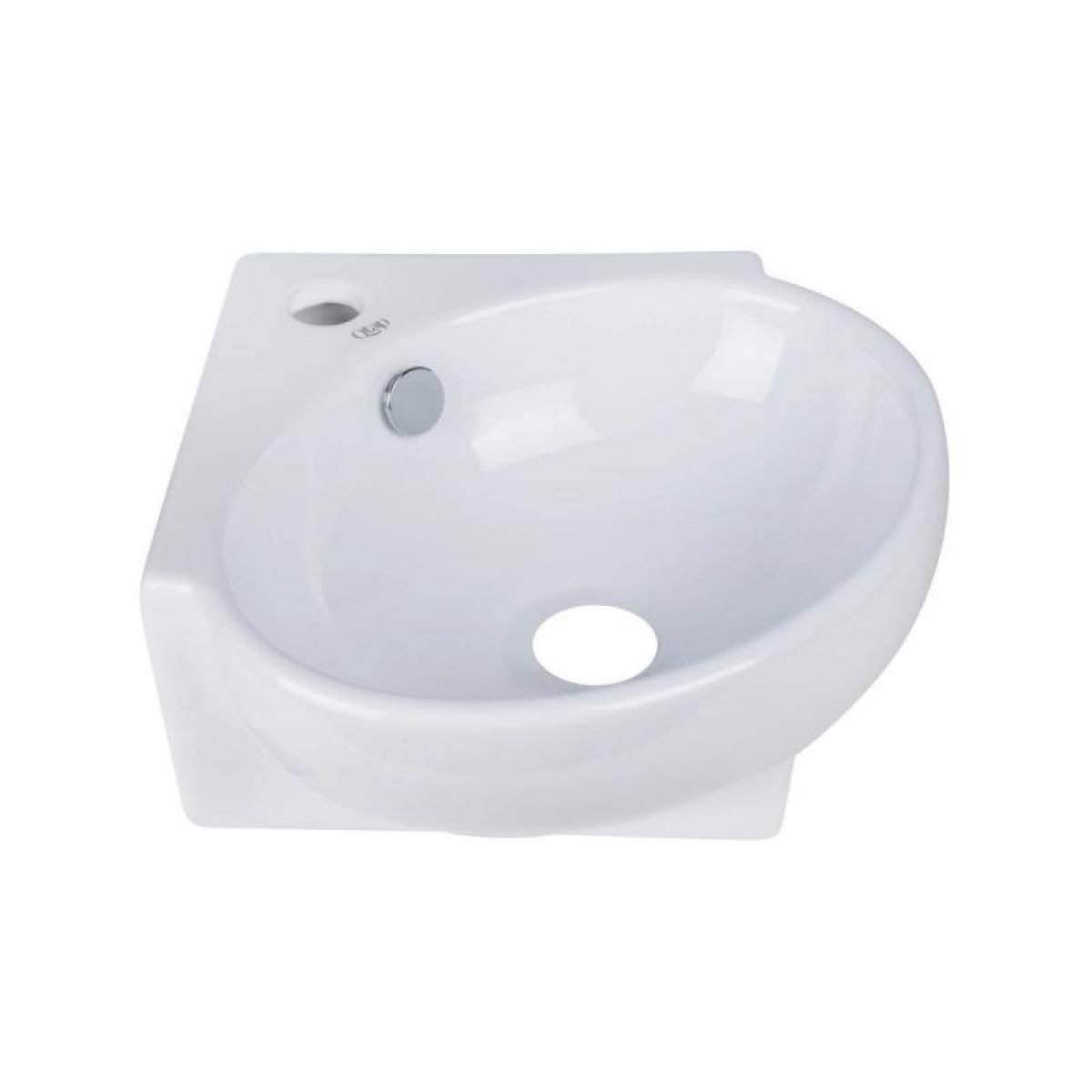 Комплект Qtap Leo N: Раковина подвесная угловая овальная 380x360x130 мм WHITE + Донный клапан PU02O