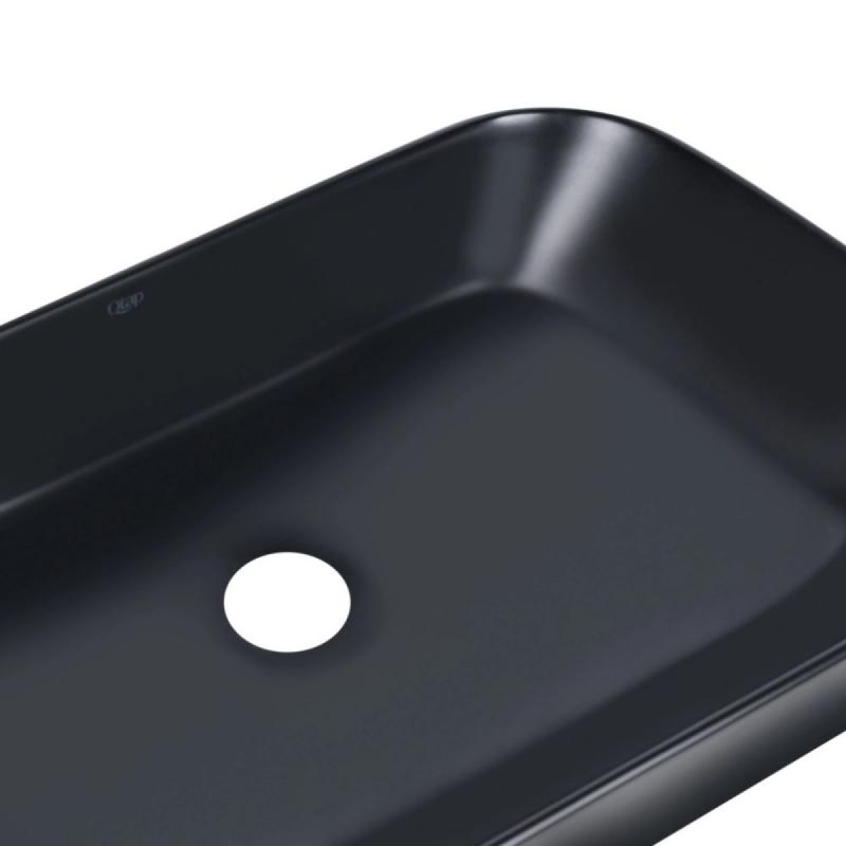 Комплект Qtap Scorpio: Раковина накладная прямоугольная 550х390х120 мм Matt Black + Донный клапан PU03