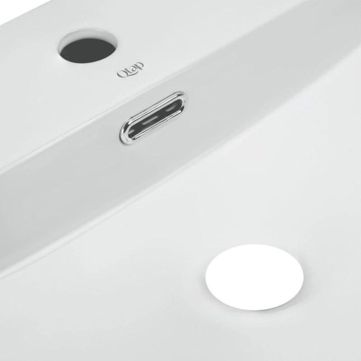 Комплект Qtap Nando LT: Раковина подвесная прямоугольная 600х440х130 мм White + Донный клапан PU02O