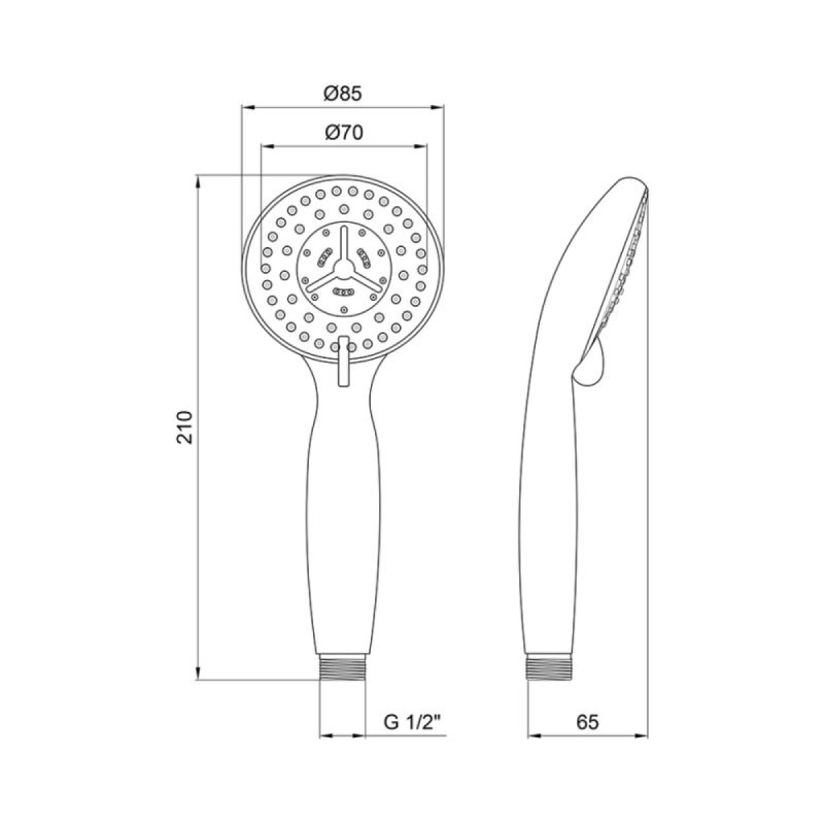Лейка для ручного душа Lidz Niagara 04 85 мм округлая LDNIA04CRM22033 Chrome