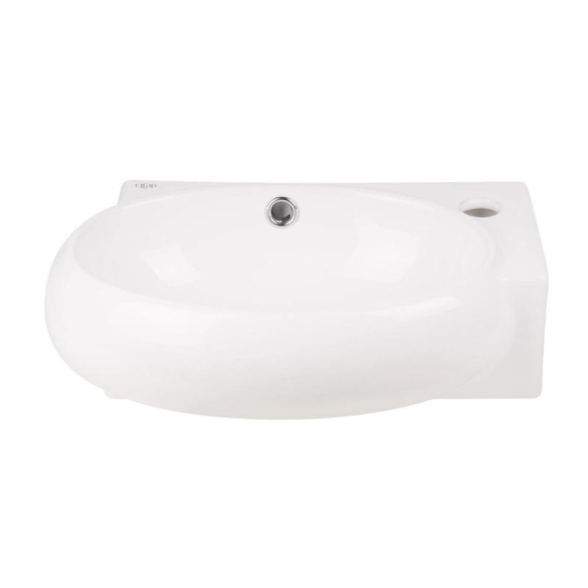 Комплект Qtap Leo: Раковина подвесная овальная правая 430x290x140 мм White + Донный клапан PU02O