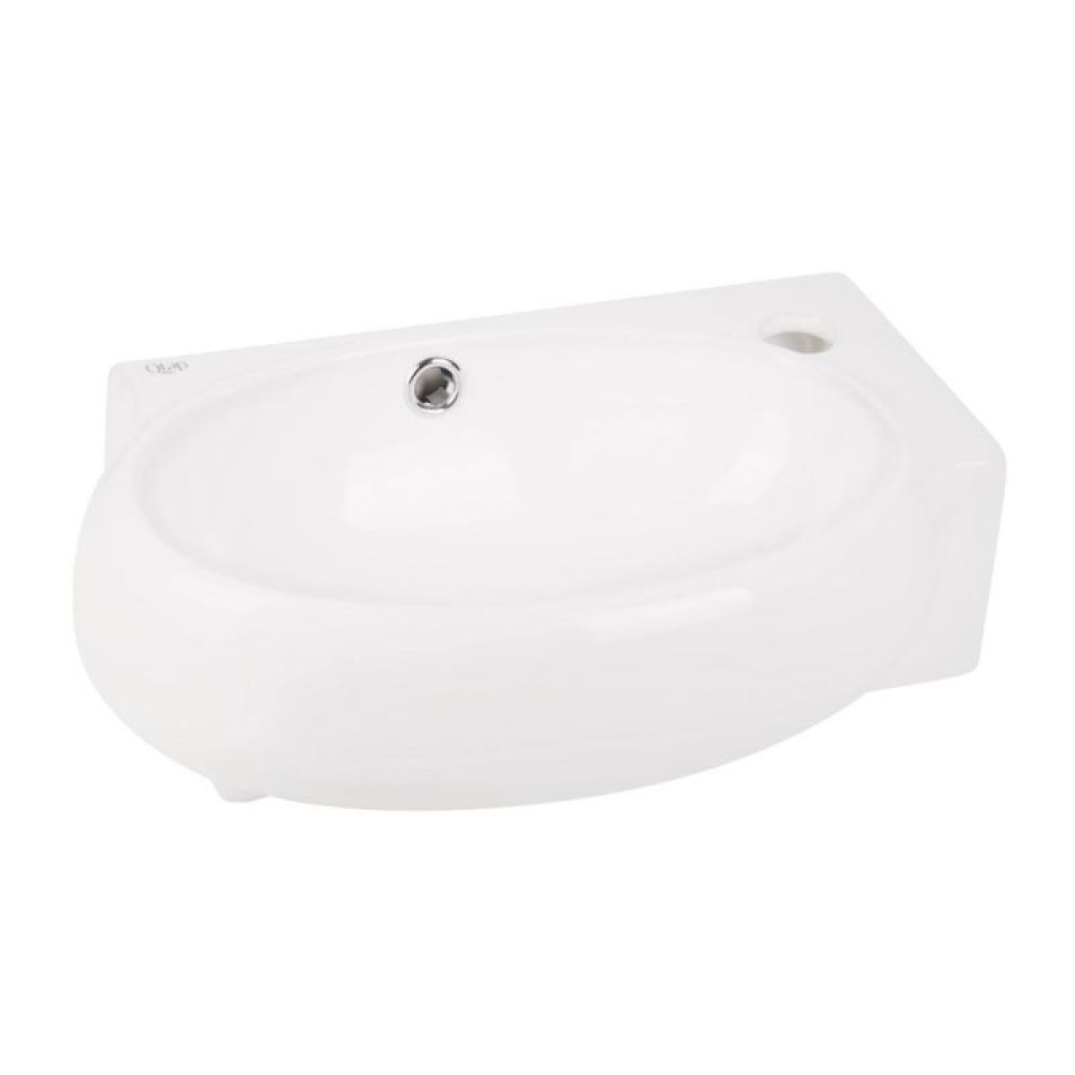 Комплект Qtap Leo: Раковина подвесная овальная правая 430x290x140 мм White + Донный клапан PU02O