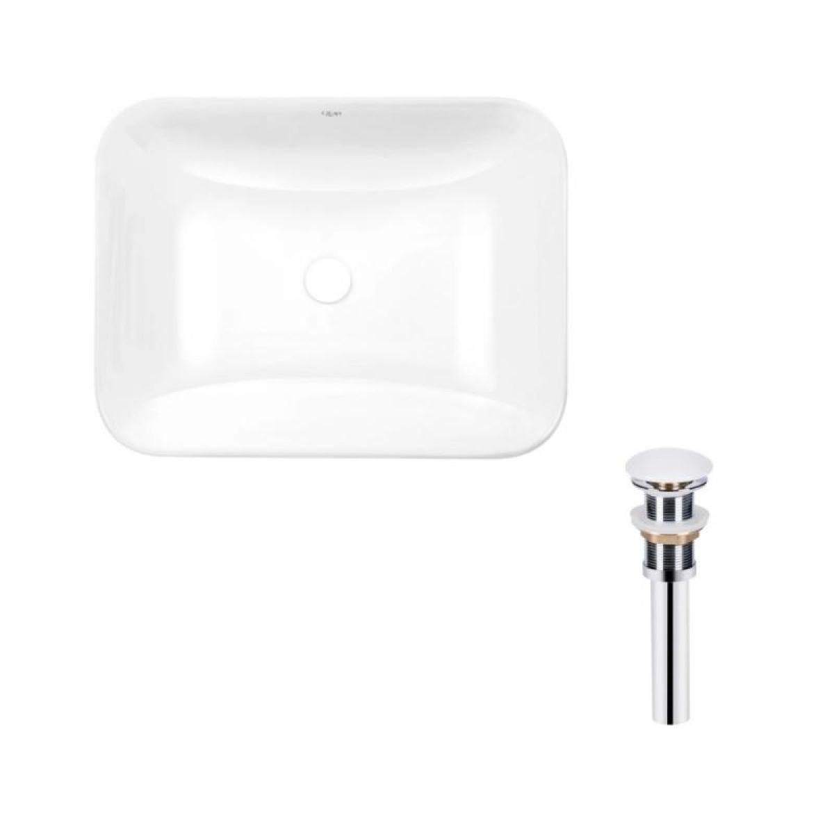 Комплект Qtap Scorpio: Раковина врезная прямоугольная 500х380х145 мм White + Донный клапан PU02