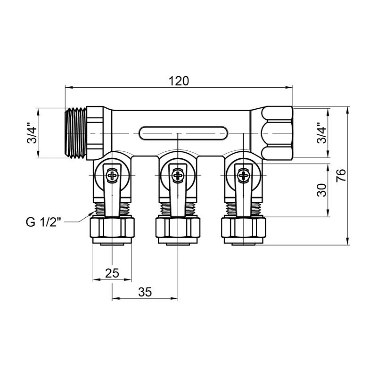 Коллектор SD Plus 3/4" 3 выхода SD231W3