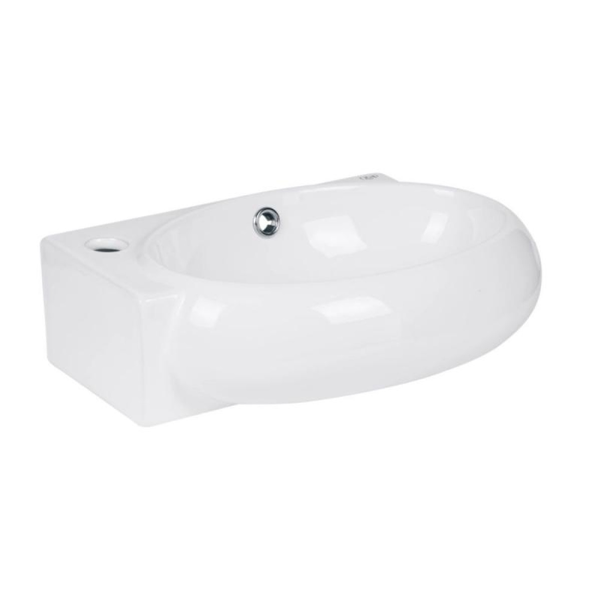 Комплект Qtap Leo: Раковина подвесная овальная левая 430x290x140 мм White + Донный клапан PU02O