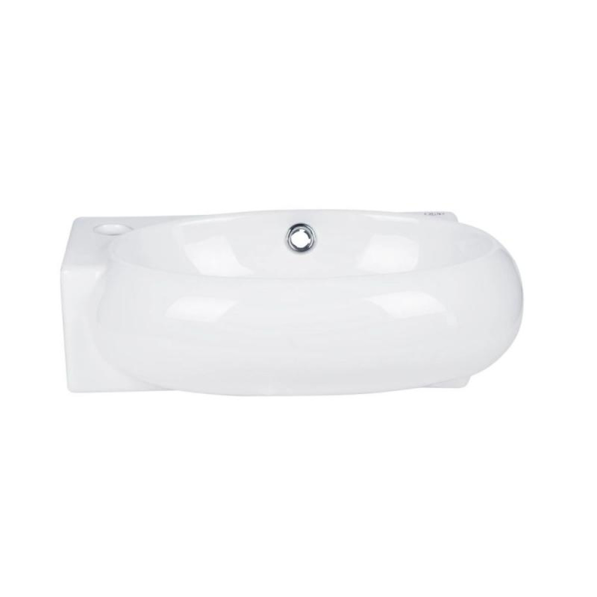 Комплект Qtap Leo: Раковина подвесная овальная левая 430x290x140 мм White + Донный клапан PU02O
