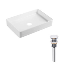 Комплект Qtap Tern: Раковина накладная прямоугольная 600x405x110 мм WHITE + Донный клапан PU02