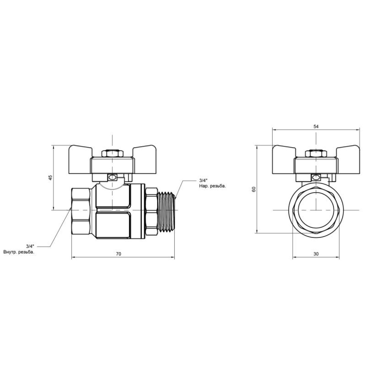 Кран шаровой Icma 3/4" прямой №351