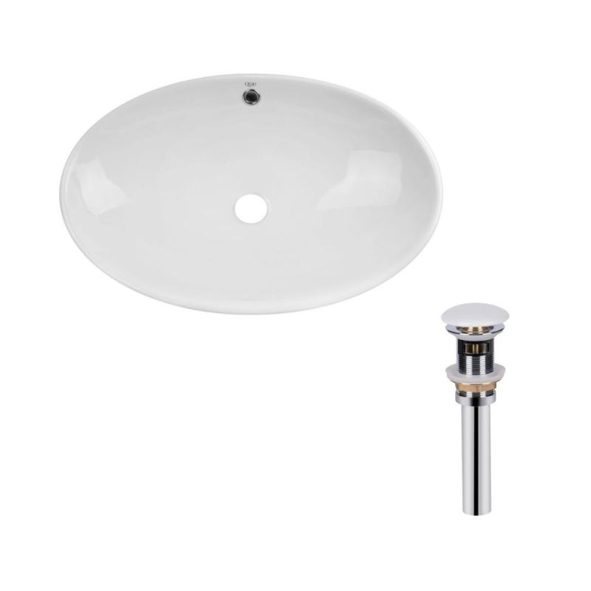 Комплект Qtap Dove: Раковина накладная овальная 625x415x150 мм White + Донный клапан PU02O