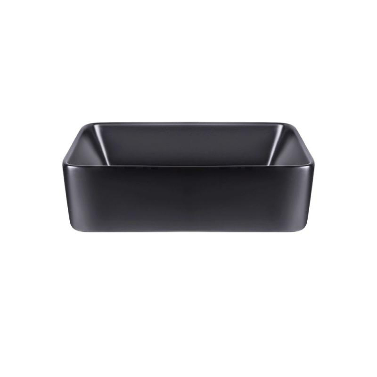Комплект Qtap Tern: Раковина накладна прамокутна 475х370х140 мм Matt Black + Донний клапан PU03